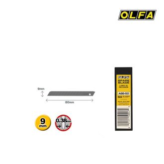 Lames de rechange OLFA ABB-50 en acier carbone, pack de 50 lames 9 mm pour découpe précise en car wrapping et signalétique