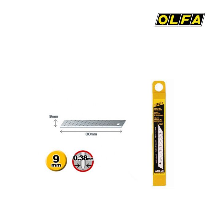 Cutter OLFA A1160B avec lame de 9 mm, angle de coupe 30 degrés, outil professionnel pour car wrapping et signalétique